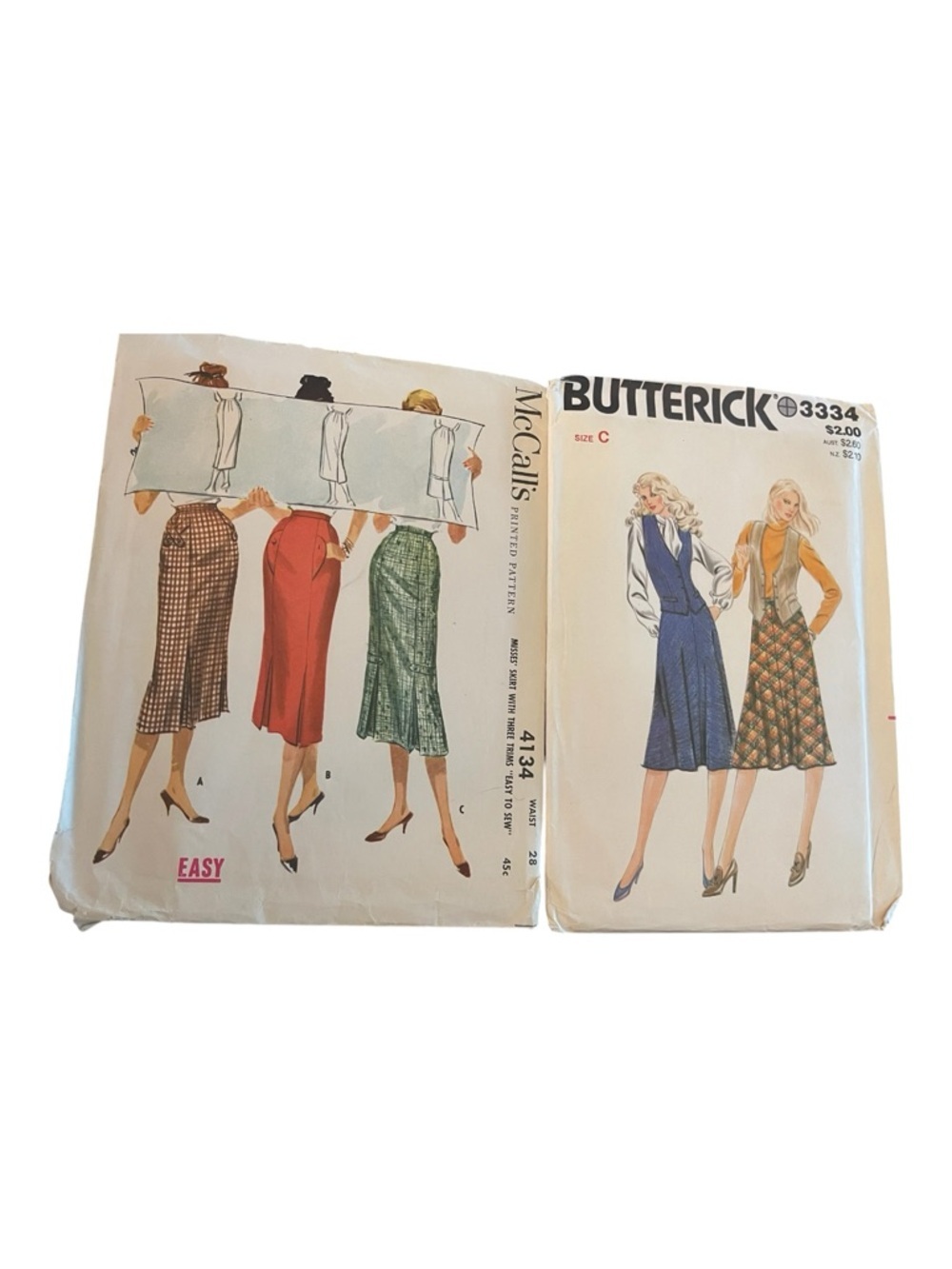 Two Vintage Women's Skirt Patterns Butterick 3324, Uncut; & McCalls 4134.